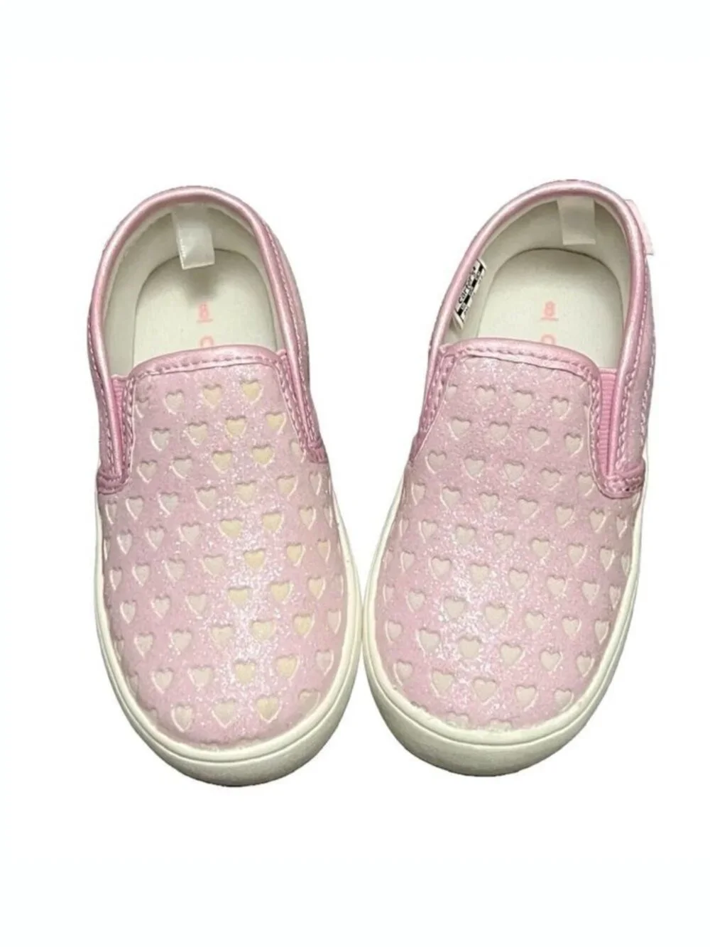 New Carters Tween 12 Glitter Hearts Slip-On Shoes Toddler Sz 8 Pink Casual Cute